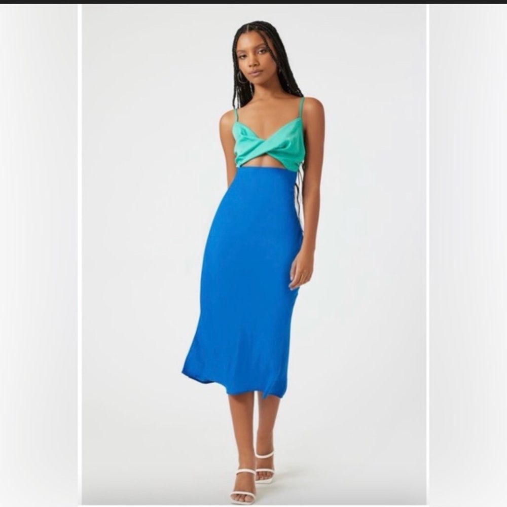 Forever 21 Green and Blue Midi Dress